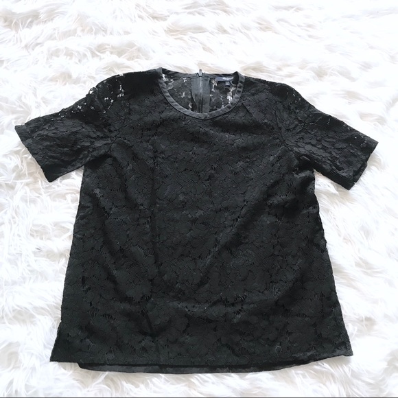 Madewell Lace Refined Tee in Black - Picture 3 of 5